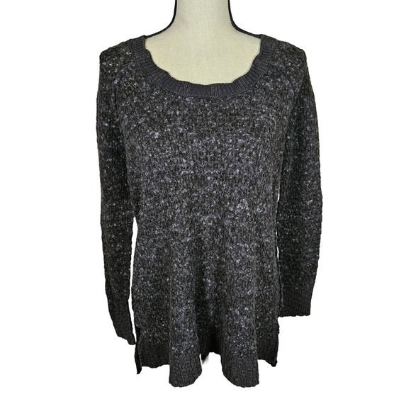 Free People Dark Gray Fleck Knit Long Sleeve Sweater, Large - Picture 1 of 13